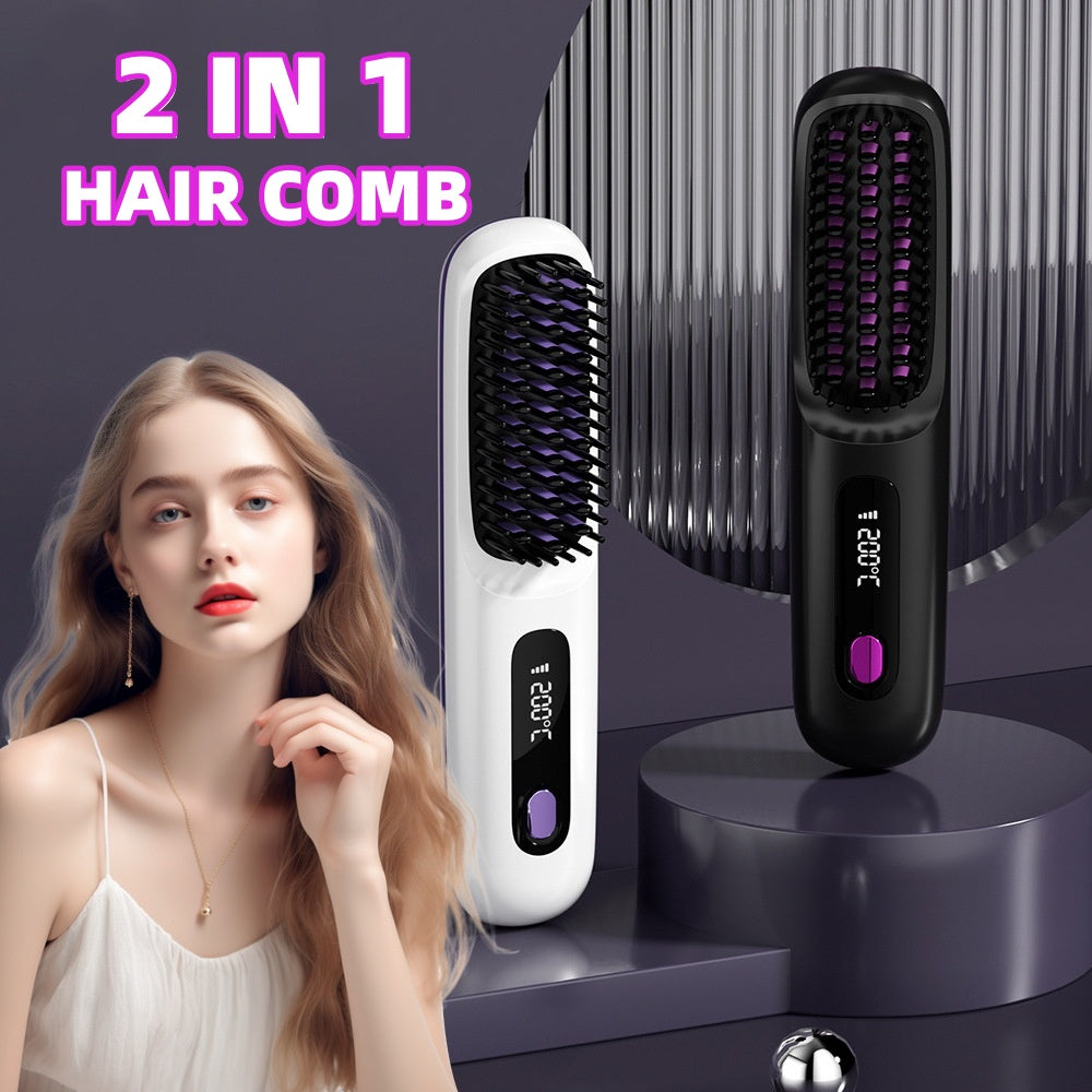StyleGlide 2-in-1 Hair Straightener Brush